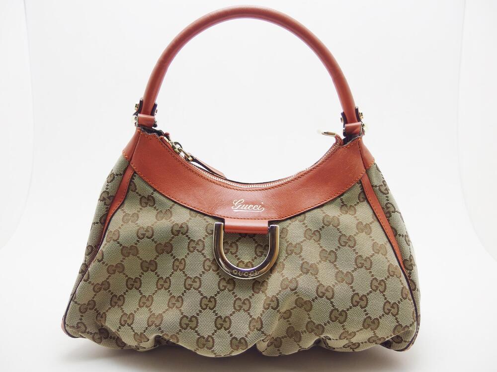 Gucci shoulder bag Abbey GG canvas Beige Cream orange
